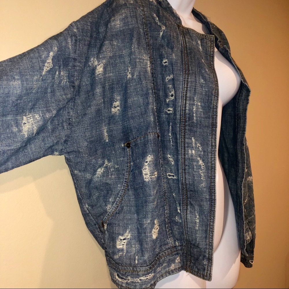 FREE PEOPLE Distressed Denim Jacket - Picture 4 of 7